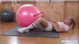 Gym fuck with wet tight pussy teen Milana Blanc fucking freaky dildo ball